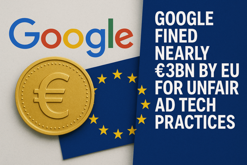 Google fined nearly €3bn by EU for unfair ad tech practices
